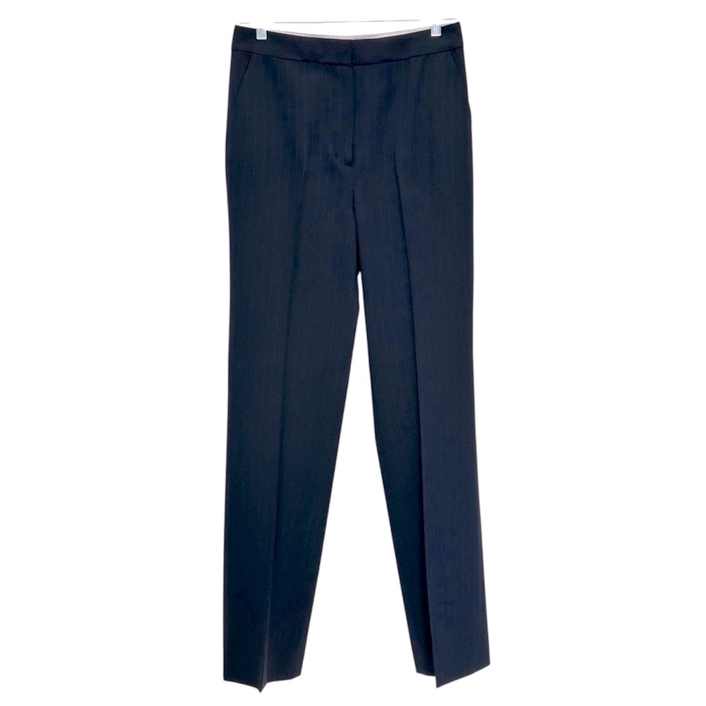 Carlisle‎ Navy Blue Pinstriped Dress Pants Straight Leg Stretch Wool Size 10